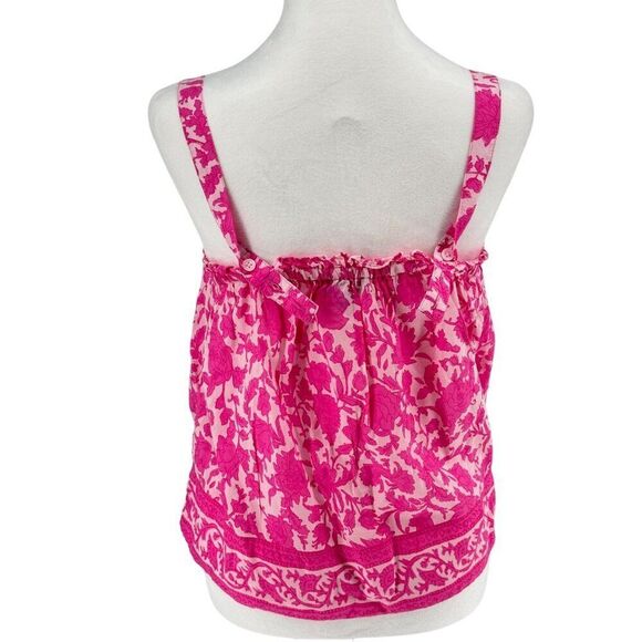 J. Crew Pink Floral Button Front Tank Top 100% Cotton XS - Picture 5 of 12